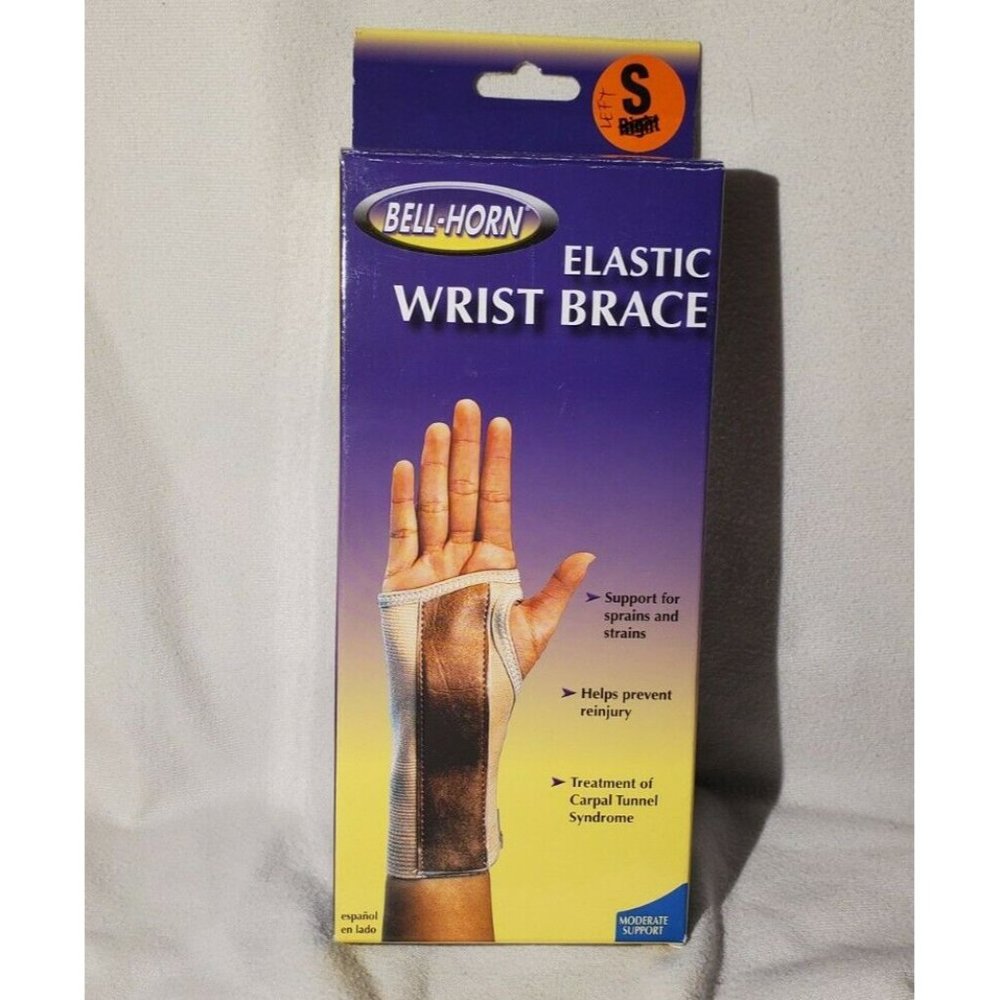 Bell-Horn Elastic Wrist Brace Left w/ Metal Support Carpal Tunnel Size Small NEW